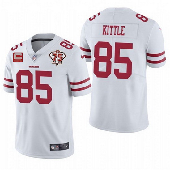 Men San Francisco 49ers 85 George Kittle 2021 White With C Patch 75th Anniversary Vapor Untouchable 