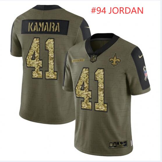 Men New Orleans Saints 94 Cameron Jordan 2021 Salute To Service Olive Camo Limited Stitched Jersey