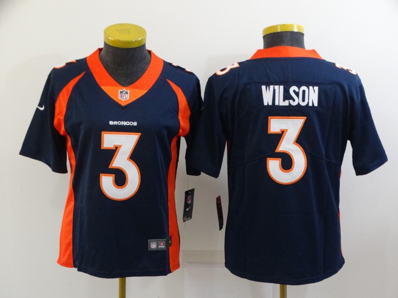 Women's Denver Broncos #3 Russell Wilson Navy Blue 2022 Vapor Un