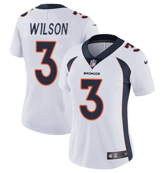Women's Denver Broncos #3 Russell Wilson White Vapor Limited Sti