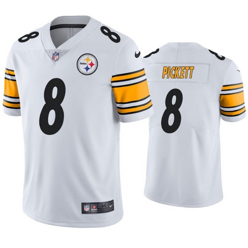 Men's Pittsburgh Steelers 8 Kenny Pickett 2022 NFL Draft White V
