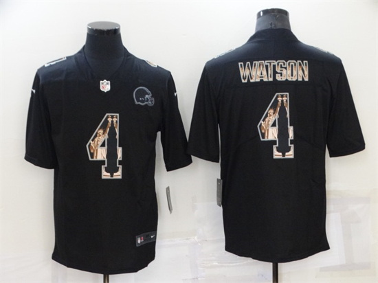 Men Cleveland Browns 4 Deshaun Watson Black Statue Of Liberty Limited Stitched Jersey