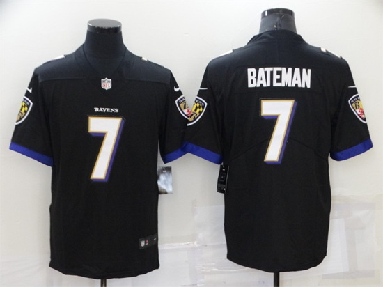 Men Baltimore Ravens 7 Rashod Bateman Black Vapor Untouchable Limited Stitched Jersey