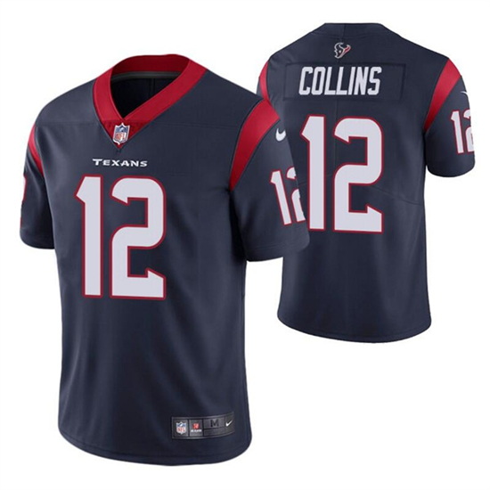 Men Houston Texans 12 Nico Collins Navy Vapor Untouchable Limited Stitched Jersey