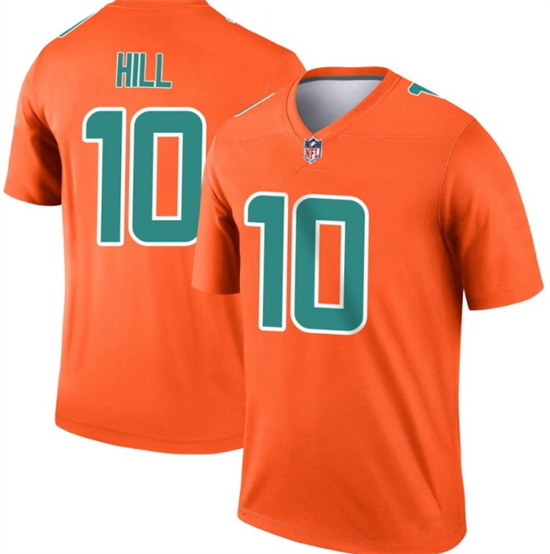 Men Miami Dolphins 10 Tyreek Hill Orange Inverted Legend Stitched Football Jersey