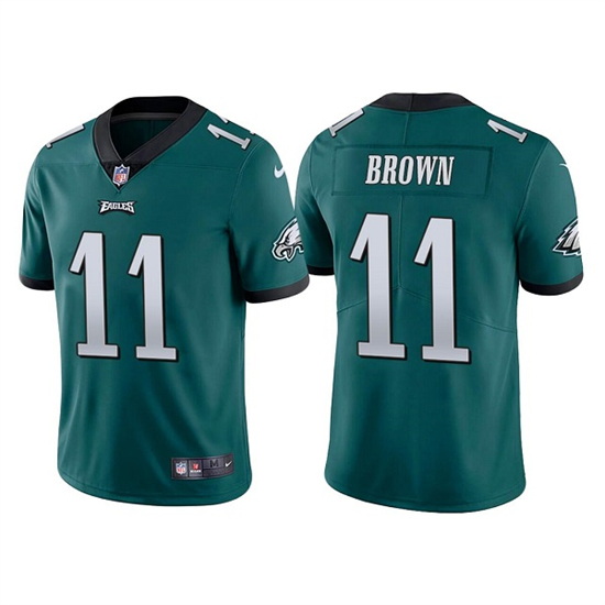 Men Philadelphia Eagles 11 A  J  Brown Green Vapor Untouchable Limited Stitched Jersey