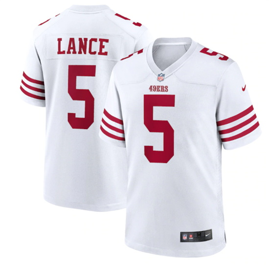 Men San Francisco 49ers 5 Trey Lance 2022 New White Stitched Game Jersey