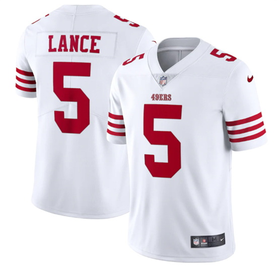 Men San Francisco 49ers 5 Trey Lance 2022 New White Vapor Untouchable Stitched Jersey