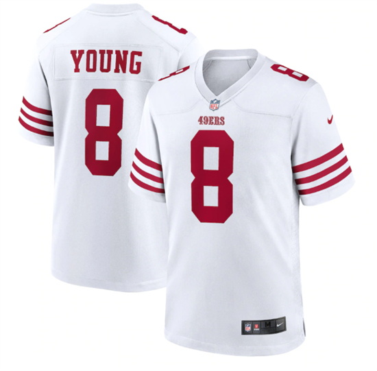 Men San Francisco 49ers 8 Steve Young 2022 New White Stitched Game Jersey