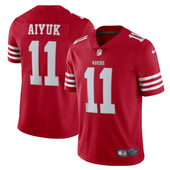 Men San Francisco 49ers 11 Brandon Aiyuk 2022 New Scarlet Vapor Untouchable Stitched Football Jersey