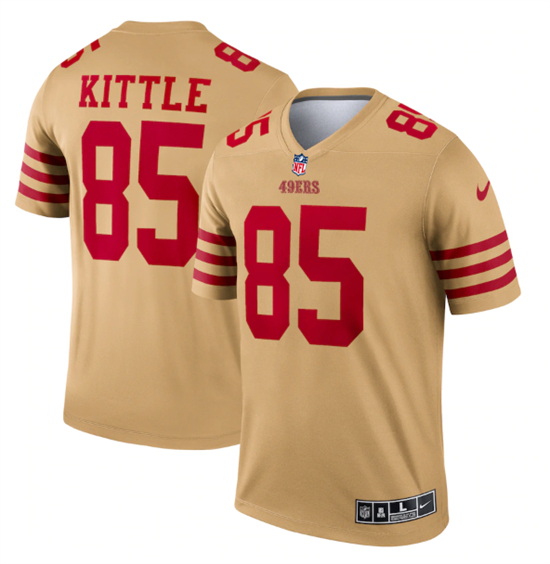 Men San Francisco 49ers 85 George Kittle 2022 New Gold Inverted Legend Stitched Football Jersey