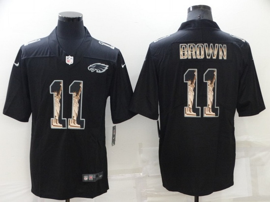 Men Philadelphia Eagles 11 A J Brown Black Statue Of Liberty Limited Stitched jersey