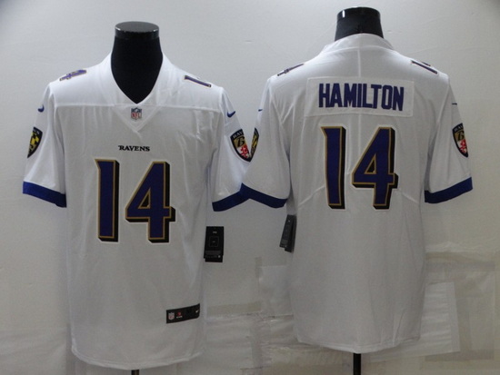 Men Baltimore Ravens 14 Kyle Hamilton White Vapor Untouchable Limited Stitched jersey