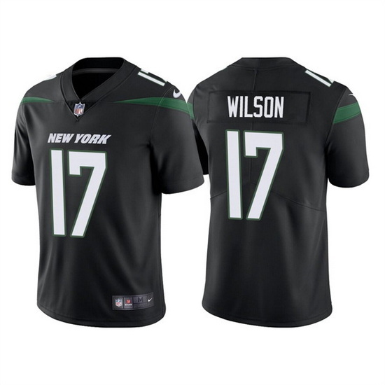 Men New York Jets 17 Garrett Wilson 2022 Black Vapor Untouchable Limited Stitched jersey