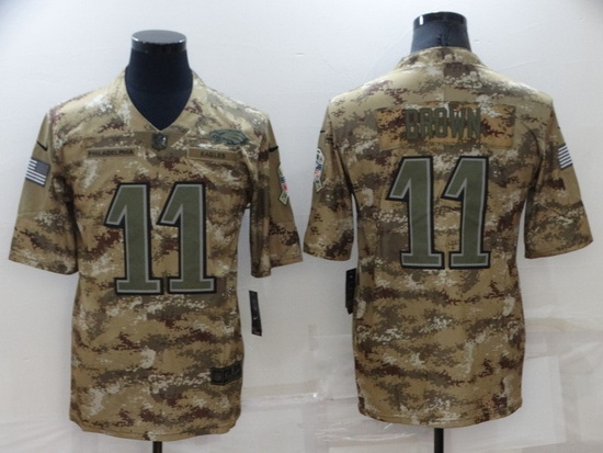 Men Philadelphia Eagles 11 A J Brown Camo Salute To Service Limited Stitched jersey