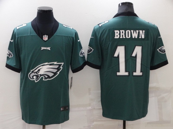 Men Philadelphia Eagles 11 A J Brown Green Team Big Logo Limited Stitched jersey