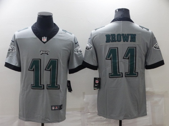 Men Philadelphia Eagles 11 A J Brown Grey Vapor Untouchable Limited Stitched jersey