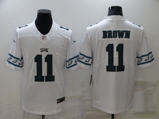 Men Philadelphia Eagles 11 A J Brown White Team Logo Cool Edition Stitched jersey