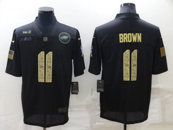 Men Philadelphia Eagles 11 A J Brown Black Camo Salute To Service Limited Stitched Jerse