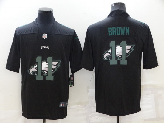 Men Philadelphia Eagles 11 A J Brown Black Shadow Logo Limited Stitched Jerse