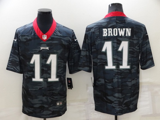 Men Philadelphia Eagles 11 A J Brown Camo Limited Stitched Jerse