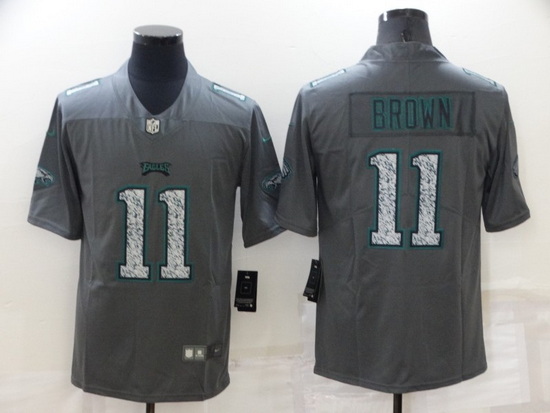 Men Philadelphia Eagles 11 A J Brown Gray Fashion Static Limited Stitched Jerse