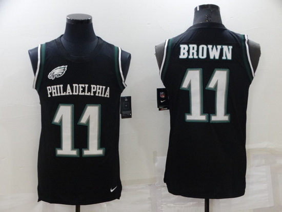 Men Philadelphia Eagles 11 A J Brown Black Limited Tank Top Stitched Jerse