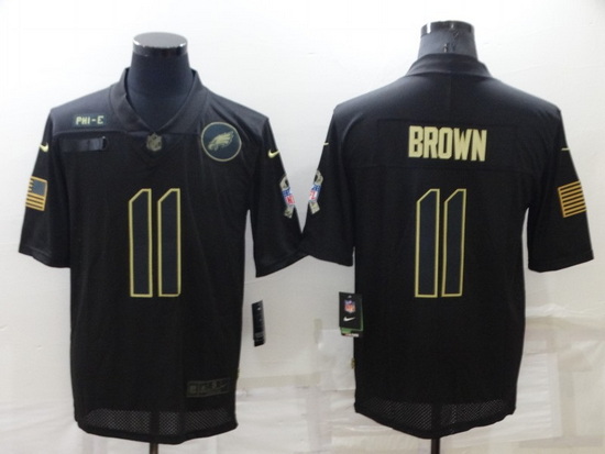 Men Philadelphia Eagles 11 A J Brown Black Salute To Service Limited Stitched Jerse