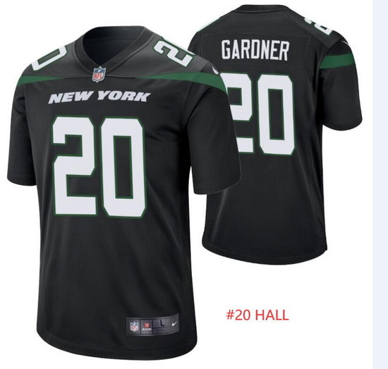 Jets #20 HALL Black Jersey