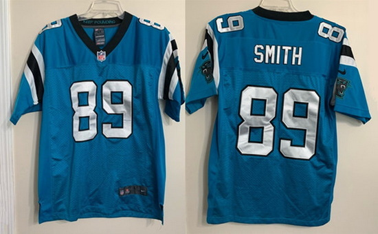 Men Carolina Panthers 89 Steve Smith Blue Game Jersey