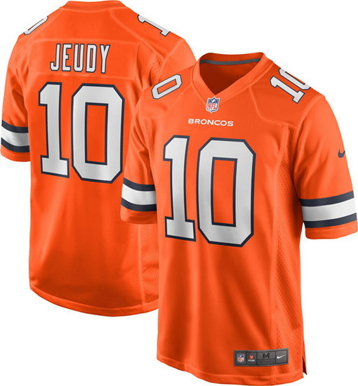 Men Denver Broncos 10 Jerry Jeudy Orange Game Stitched Jersey