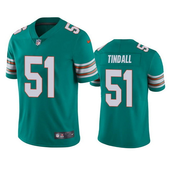 Men Miami Dolphins 51 Channing Tindall Aqua Color Rush Limited Stitched Football Jersey