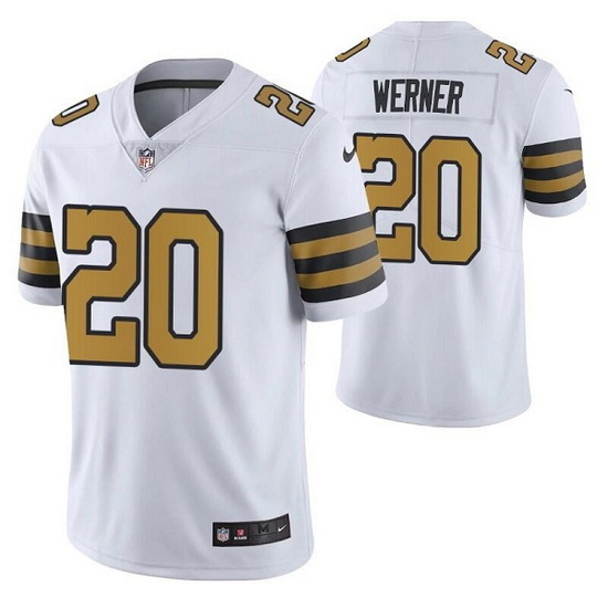 Men New Orleans Saints 20 Pete Werner White Color Rush Limited Stitched Jersey