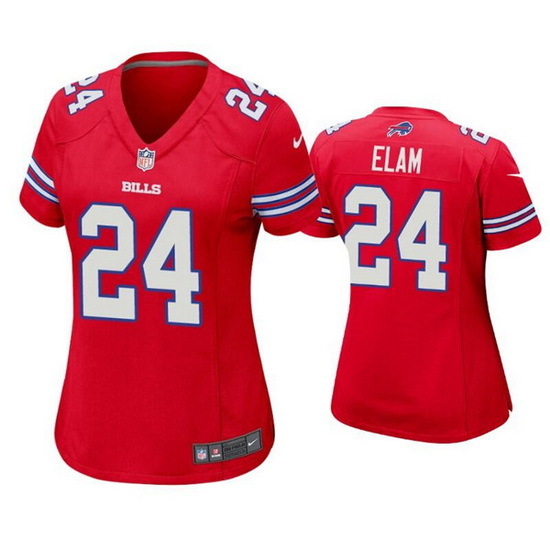 Women Buffalo Bills 24 Kaiir Elam Red Stitched Football Jerse