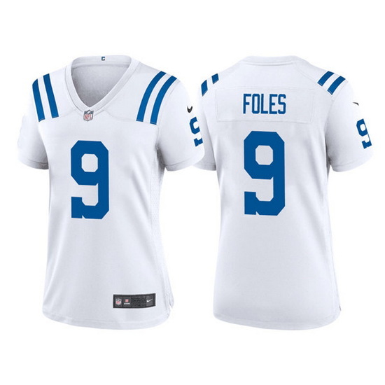 Women Indianapolis Colts 9 Nick Foles White Stitched Game Jersey 28Run Small 2