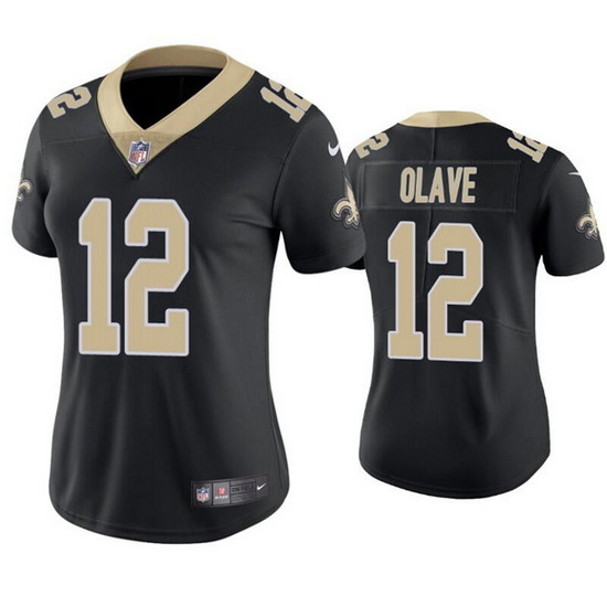 Women New Orleans Saints 12 Chris Olave Black Vapor Untouchable Limited Stitched Jersey 28Run Small 