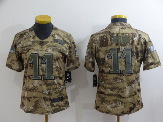 Women Philadelphia Eagles 11 A  J  Brown Camo Salute To Service Limited Stitched Football Jersey 28R