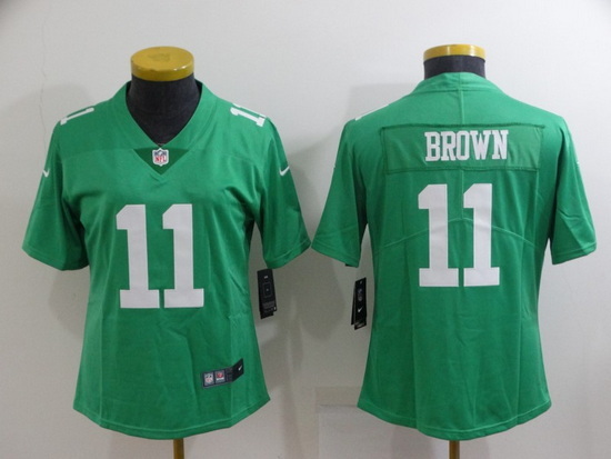 Women Philadelphia Eagles 11 A  J  Brown Green Vapor Untouchable Limited Stitched Football Jersey 28