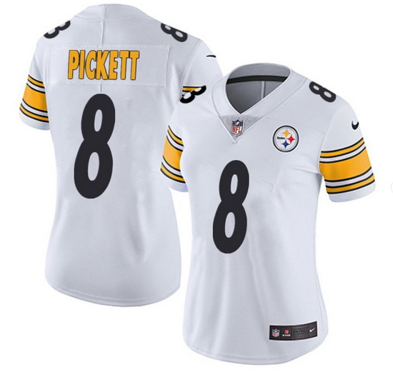 Women Pittsburgh Steelers 8 Kenny Pickett White Vapor Untouchable Limited Stitched Jersey 28Run Smal