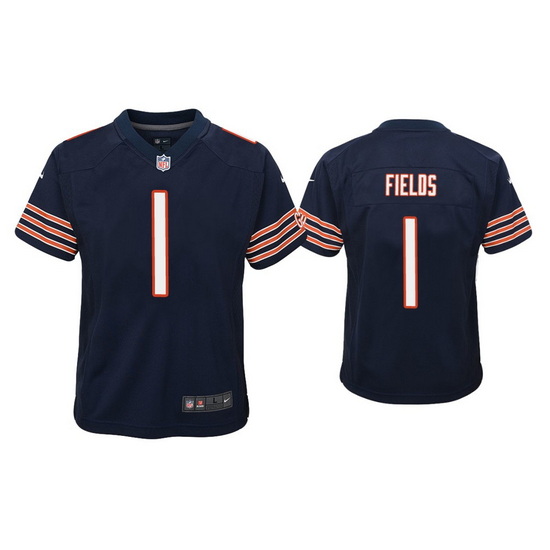 Youth Chicago Bears 1 Justin Fields Navy Jersey