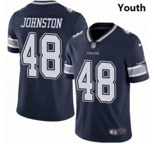 Youth Dallas Cowboys 48 Daryl Johnston Nike Vapor Navy Blue Limited Jersey