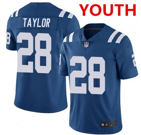 Youth indianapolis colts 28 jonathan taylor blue stitched nike jersey