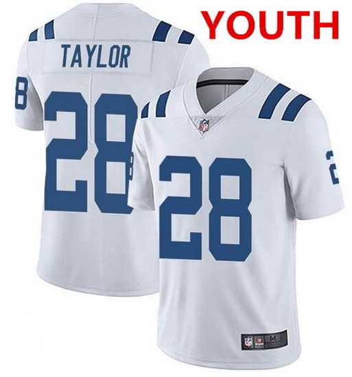 Youth indianapolis colts 28 jonathan taylor white stitched nike jersey