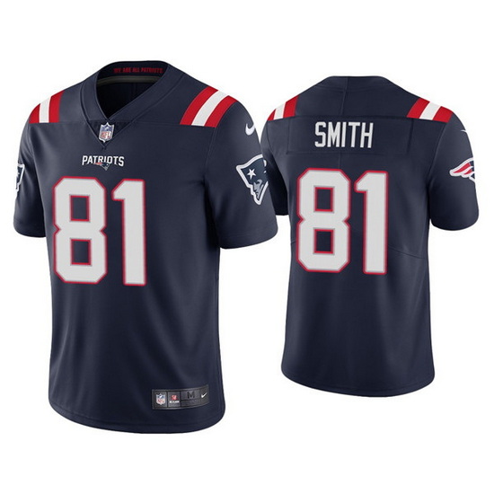 Youth New England Patriots 81 Jonnu Smith 2021 Navy Vapor Untouchable Limited Stitched Jersey