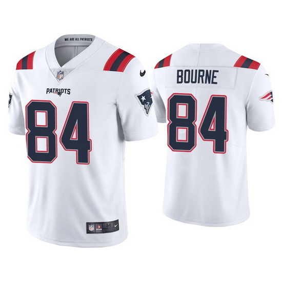 Youth New England Patriots 84 Kendrick Bourne 2021 White Vapor Untouchable Limited Stitched Jersey