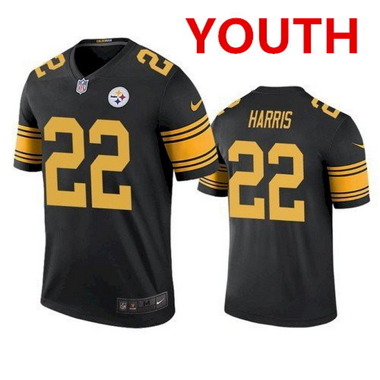 Youth pittsburgh steelers 22 najee harris black color rush limited jersey