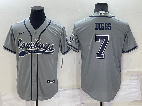 Men Dallas Cowboys 7 Trevon Diggs Grey Cool Base Stitched Baseball Jersey