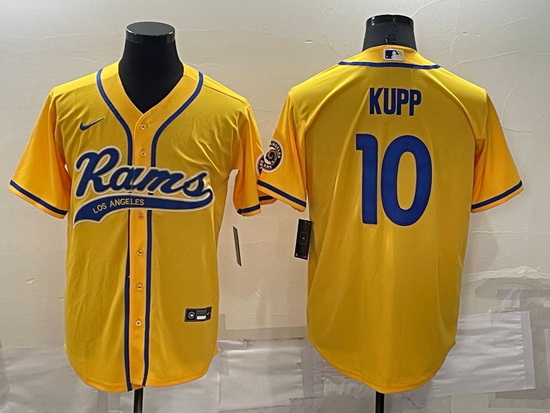 Men Los Angeles Rams 10 Cooper Kupp Yellow Cool Base Stitched Baseball Jersey