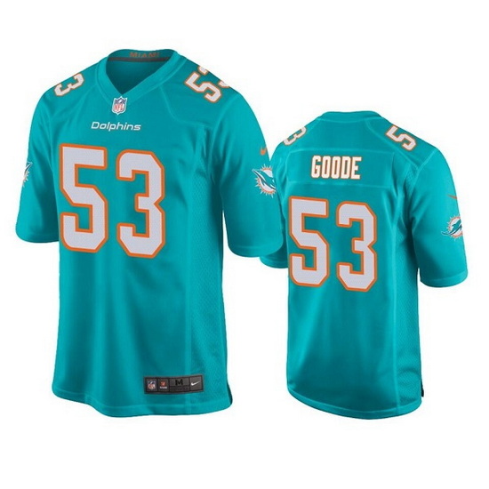 Men Miami Dolphins 53 Cameron Goode Aqua Stitched Football Jerse