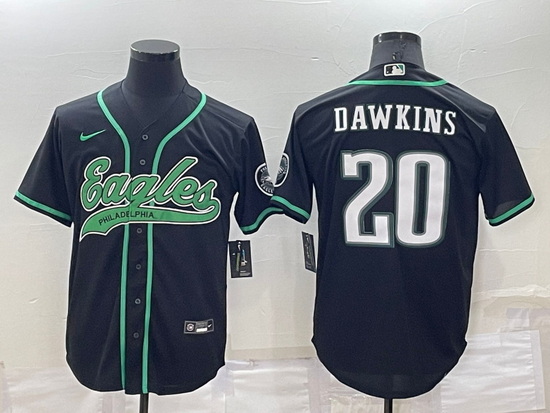 Men Philadelphia Eagles 20 Brian Dawkins Black Cool Base Stitched Baseball Jersey